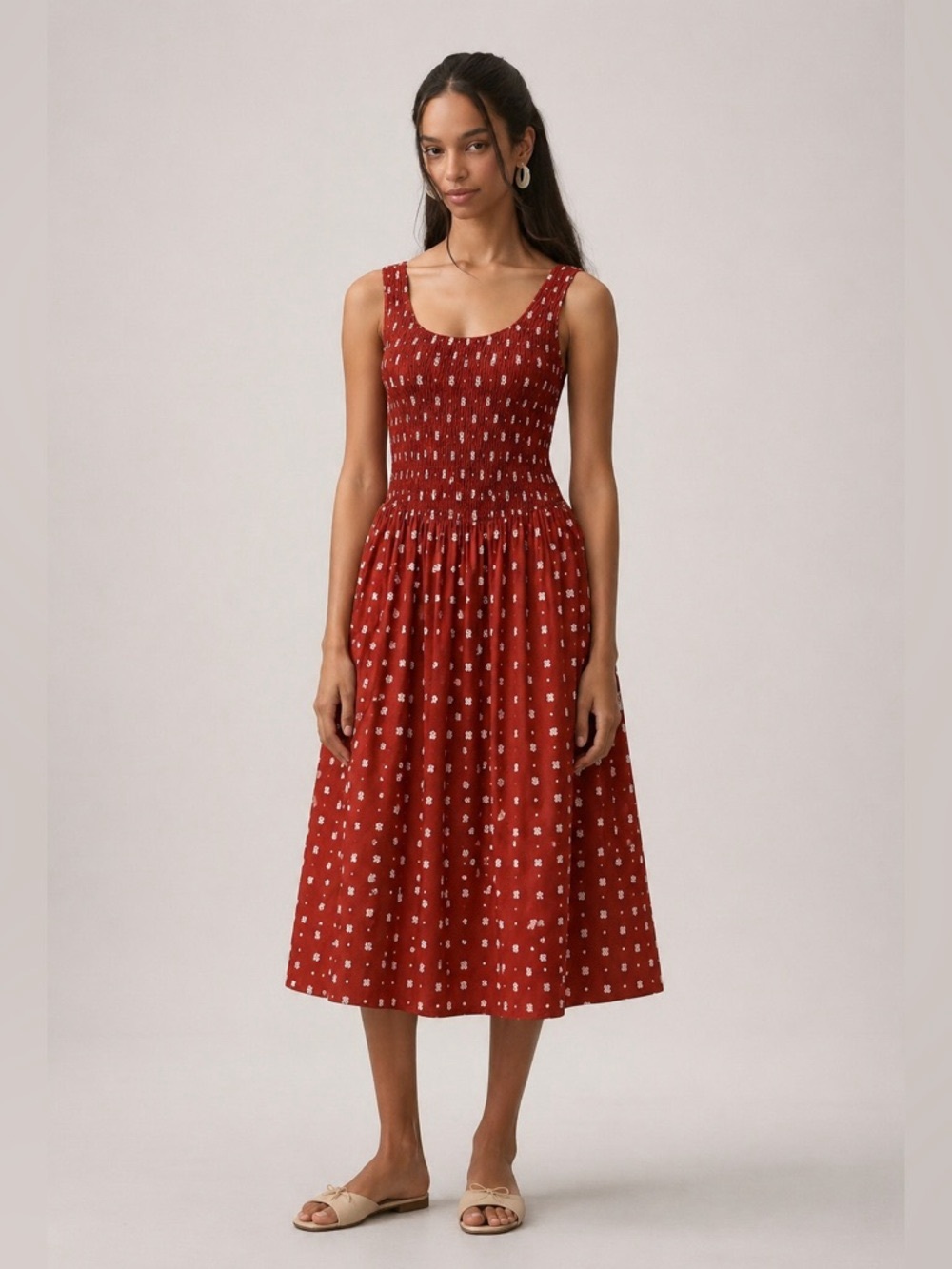 WAYF Drop-Waist Sleeveless Midi Dress size Small